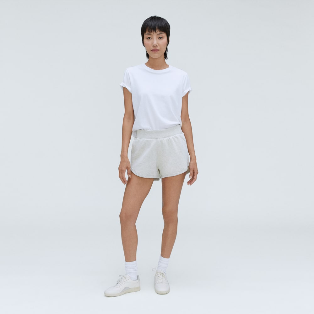 The Track Sweatshort in Light Heather Grey — detail view