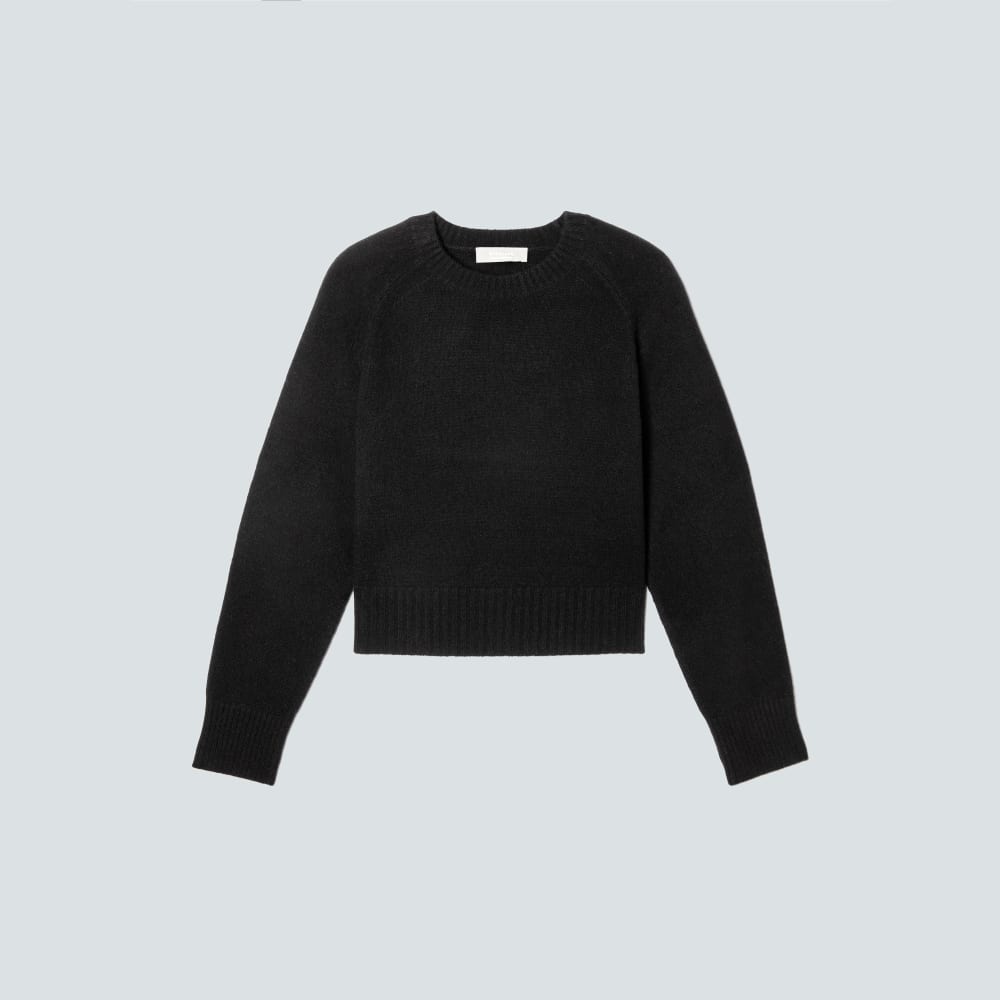 The Cashmere Boxy Crew in Black — alternate view