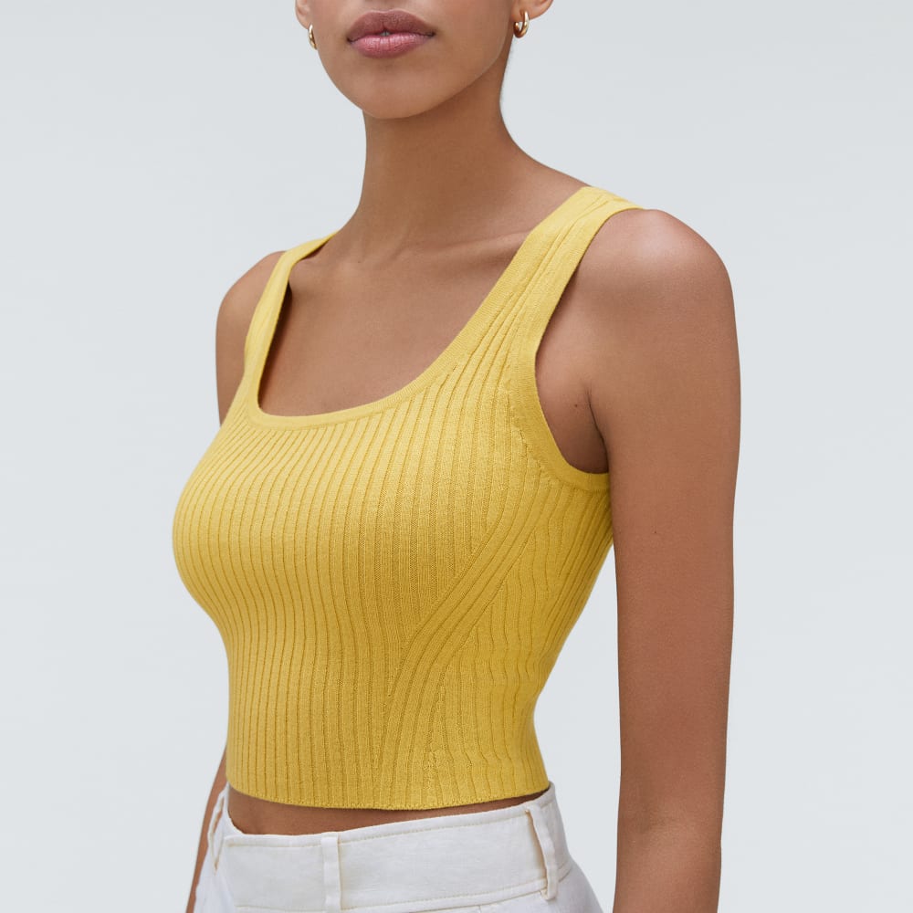 The Cotton-Merino Cami in Dandelion — detail view