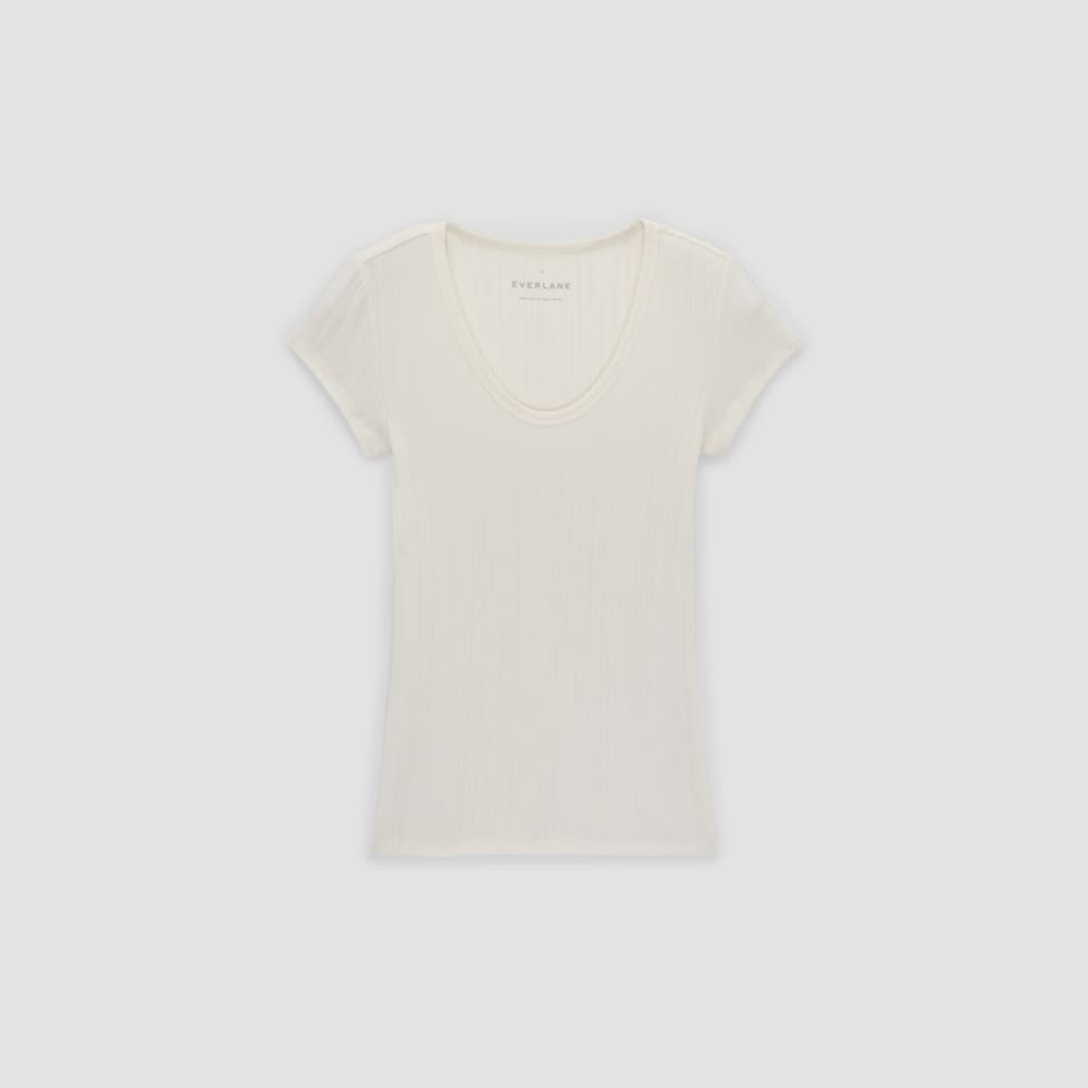 The Rib Soft Knit Scoop-Neck Tee in Bone — alternate view