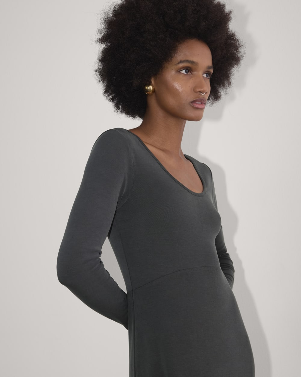 The Maddie Dress in Butterknit in Black — detail view