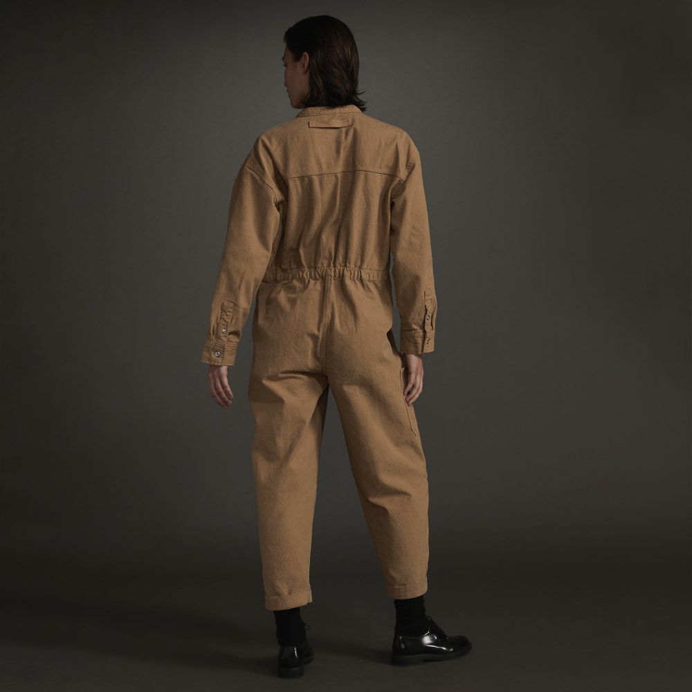 The Canvas Organic Cotton Coverall in Cappuccino — detail view