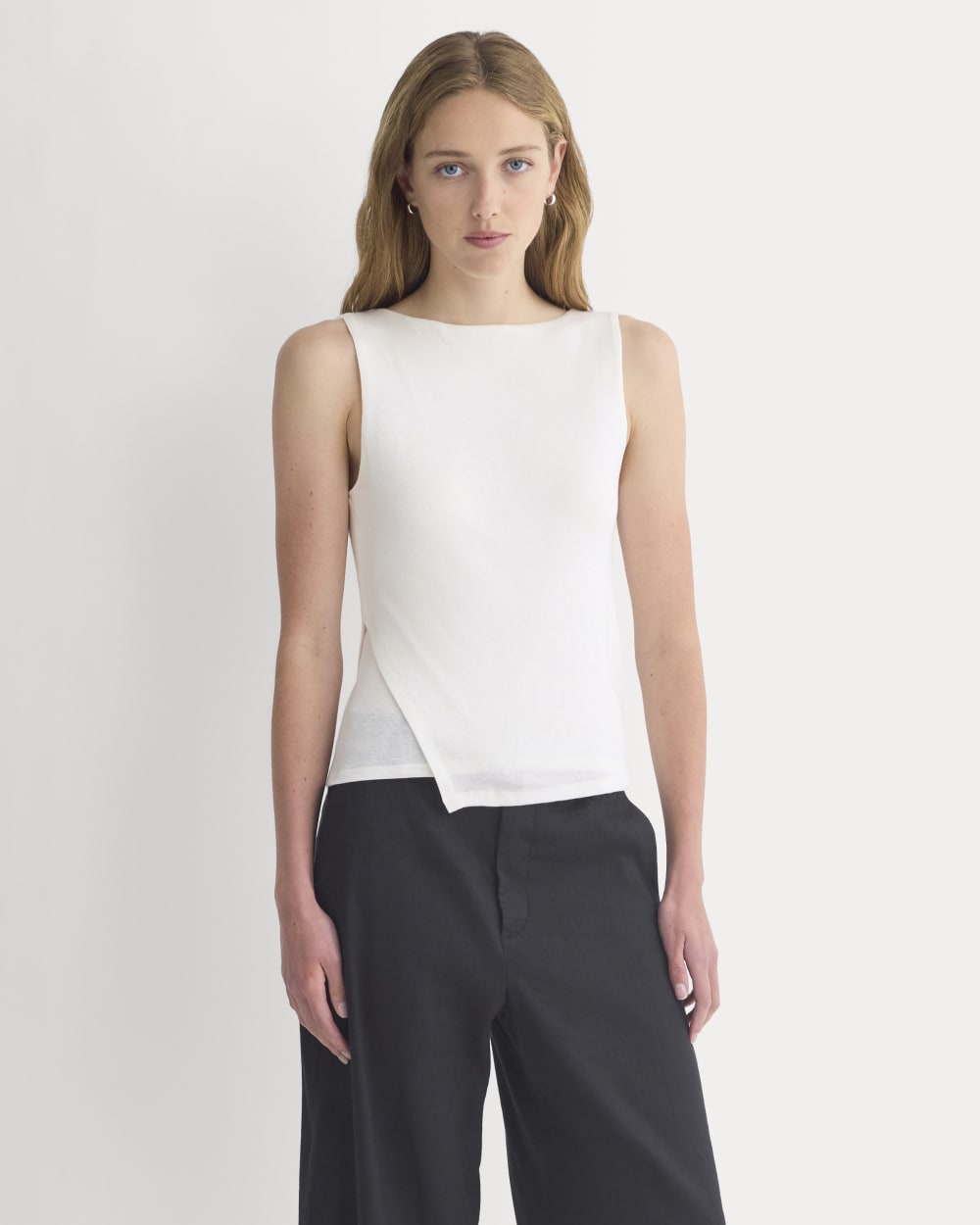 Tissue Boatneck Tank in Bone — front view