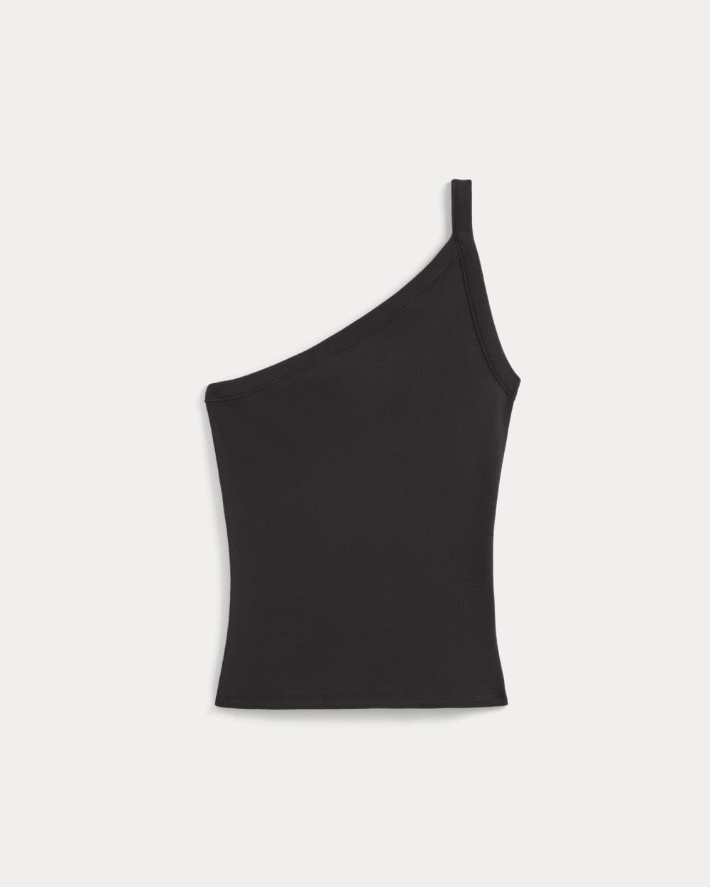 RetroSoft Cotton One-Shoulder Tank in Black — alternate view