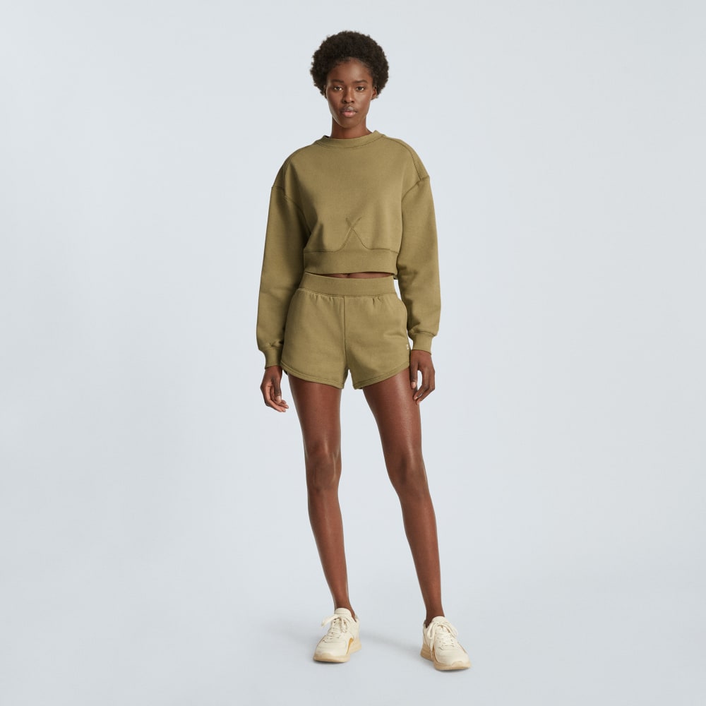 The Organic Cotton Cropped Crew in Fennel Seed — detail view