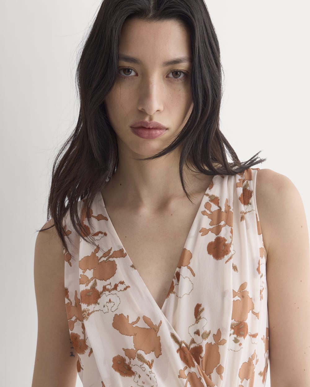 Maxi Dress in Silk Georgette in Soft Floral — detail view
