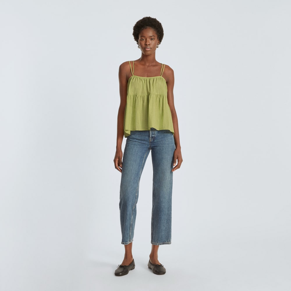 The Billow Cami in Pickled Pepper Plaid — detail view