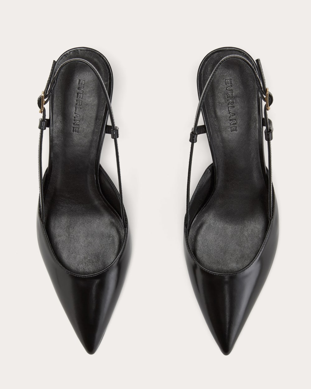 The Studio Slingback Heel in Black — detail view