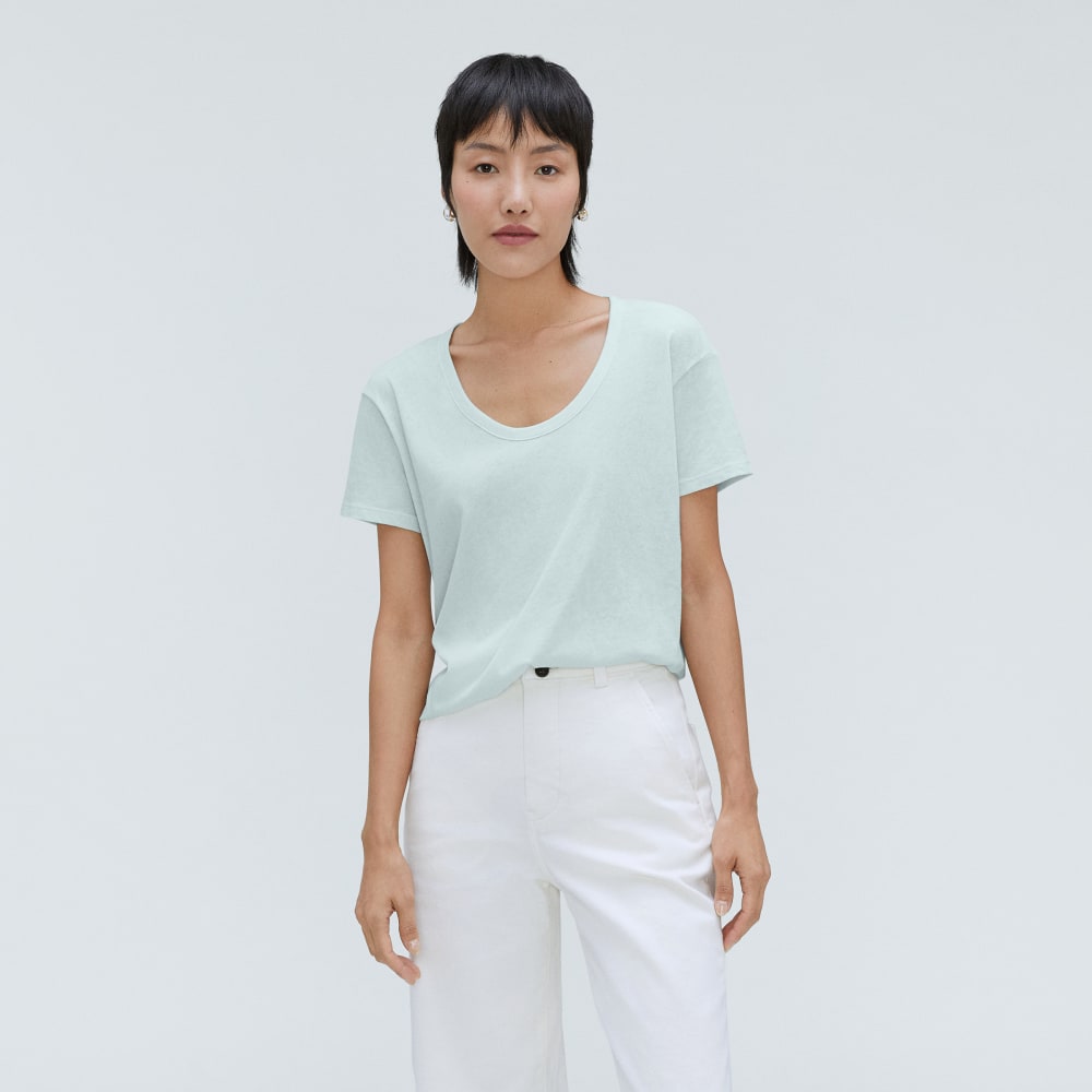 The Air Scoop-Neck Tee in Ice Blue — front view
