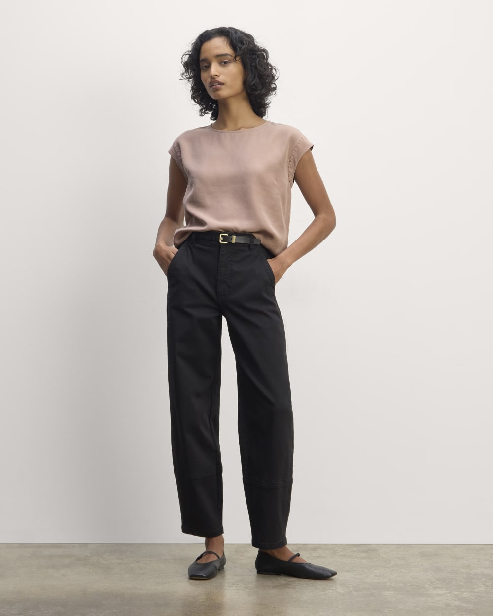 The Muscle Top in Butterlite in Dusty Rose — detail view
