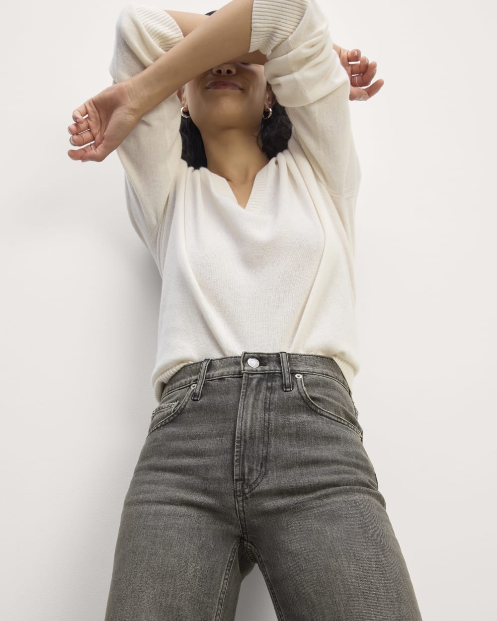 The Cheeky Straight Jean in Stormy Ash — detail view