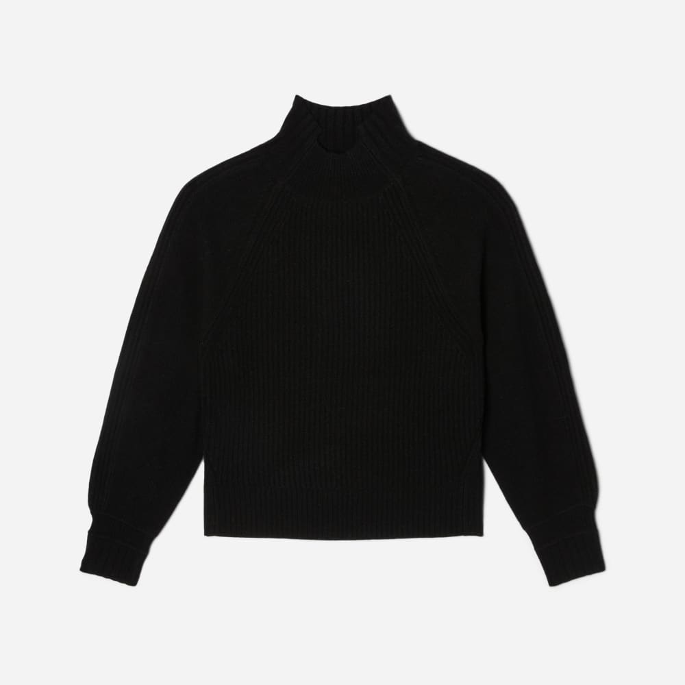 The Cashmere Ribbed Turtleneck in Black — alternate view