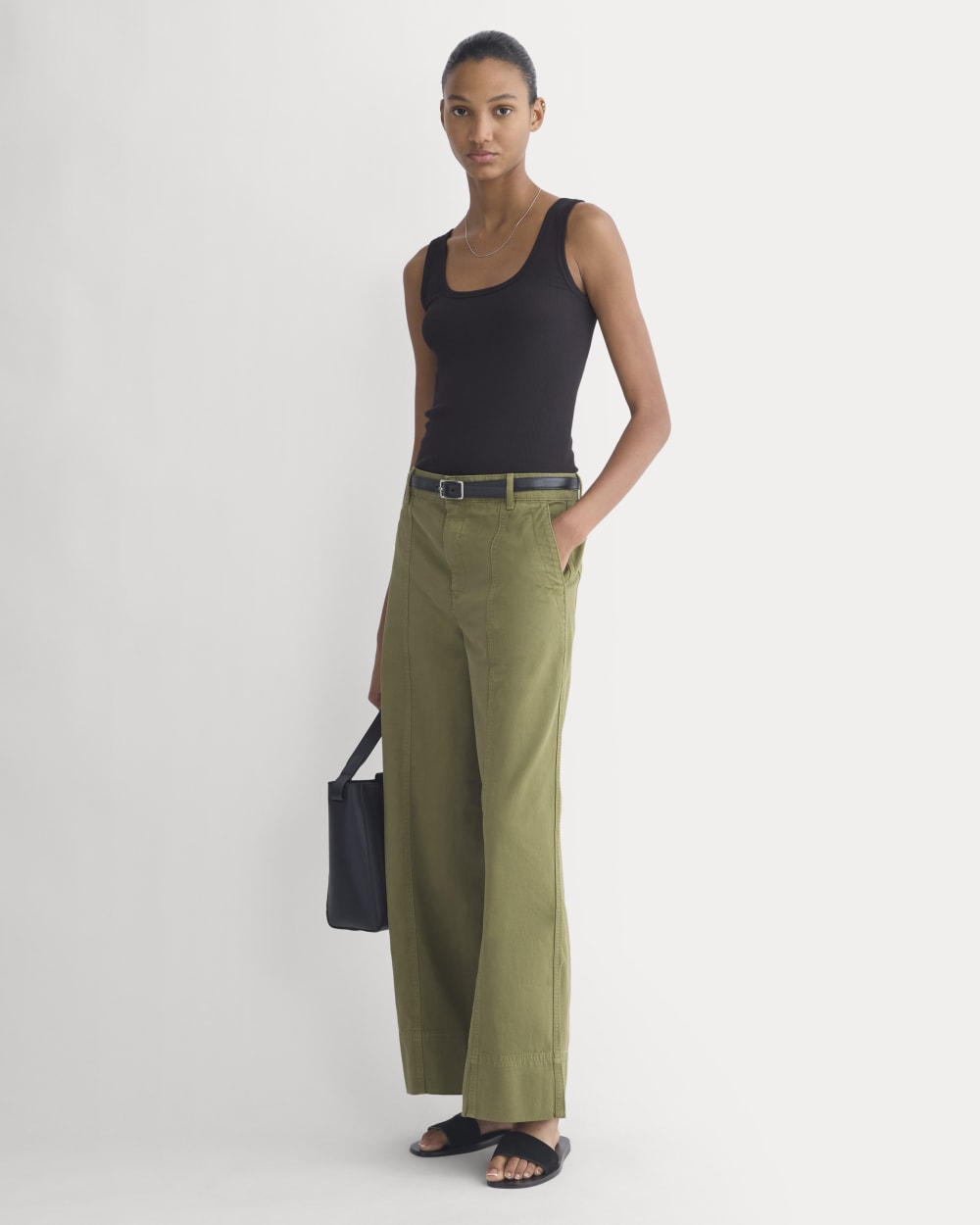 Seamed Wide-Leg Pant in Mayfly — front view
