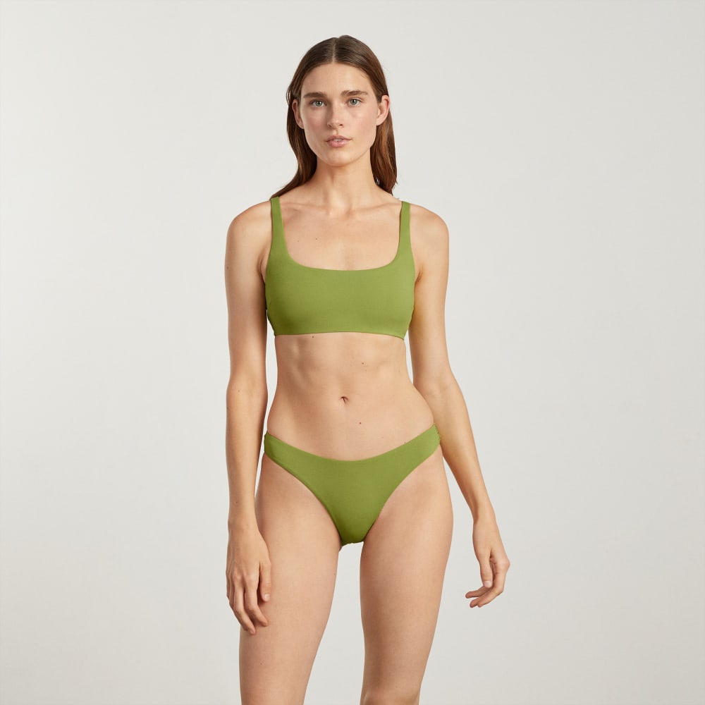 The Square-Neck Bikini Top in Pepper — detail view