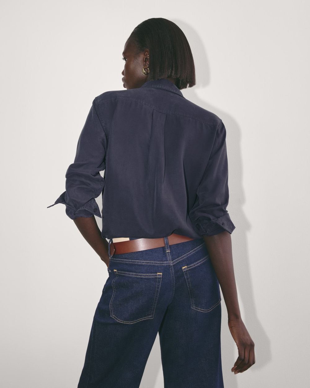 The Must-Have Shirt in Butterlite in Navy — detail view