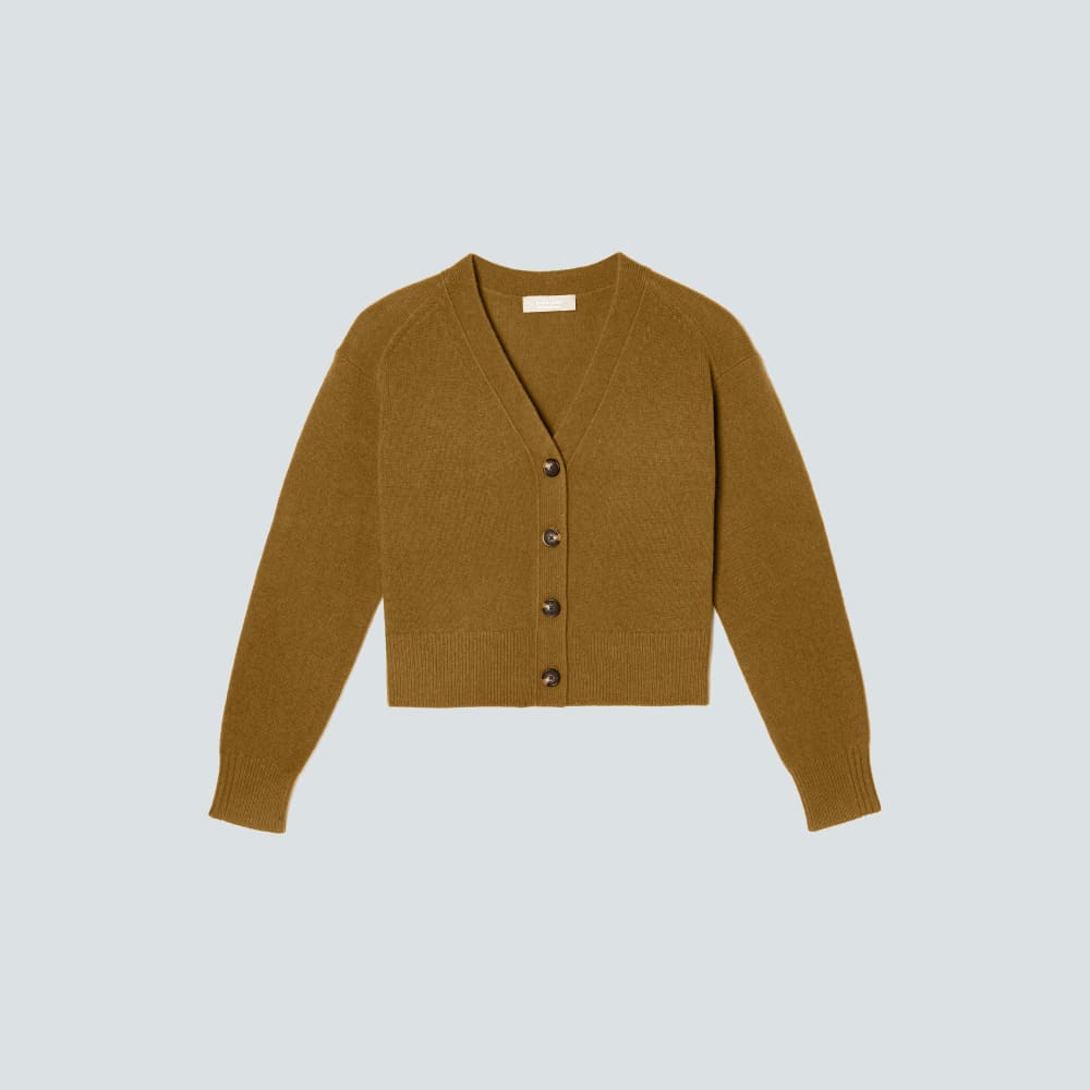 The Cashmere Cardigan in Tapenade — alternate view