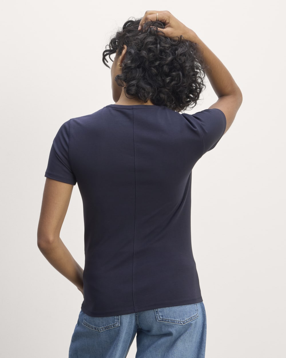The Form Tee in Navy — detail view