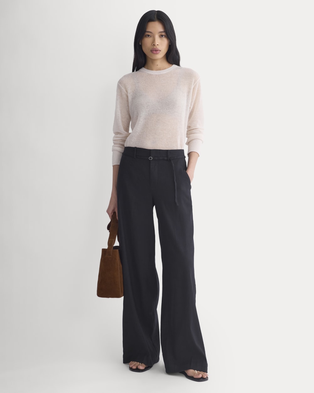 The Air Alpaca™ Relaxed Crew Top in Soft Pink — detail view