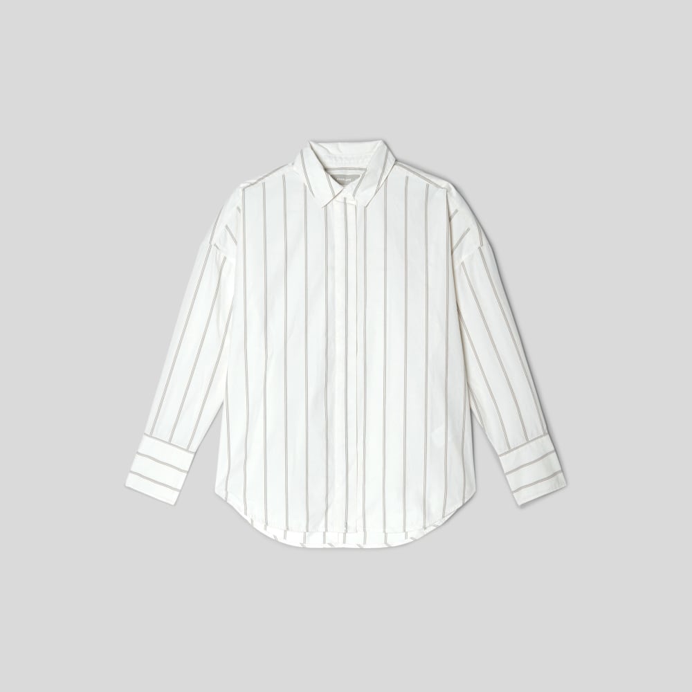 The Oversized Poplin Shirt in Black / Canvas Tan — alternate view