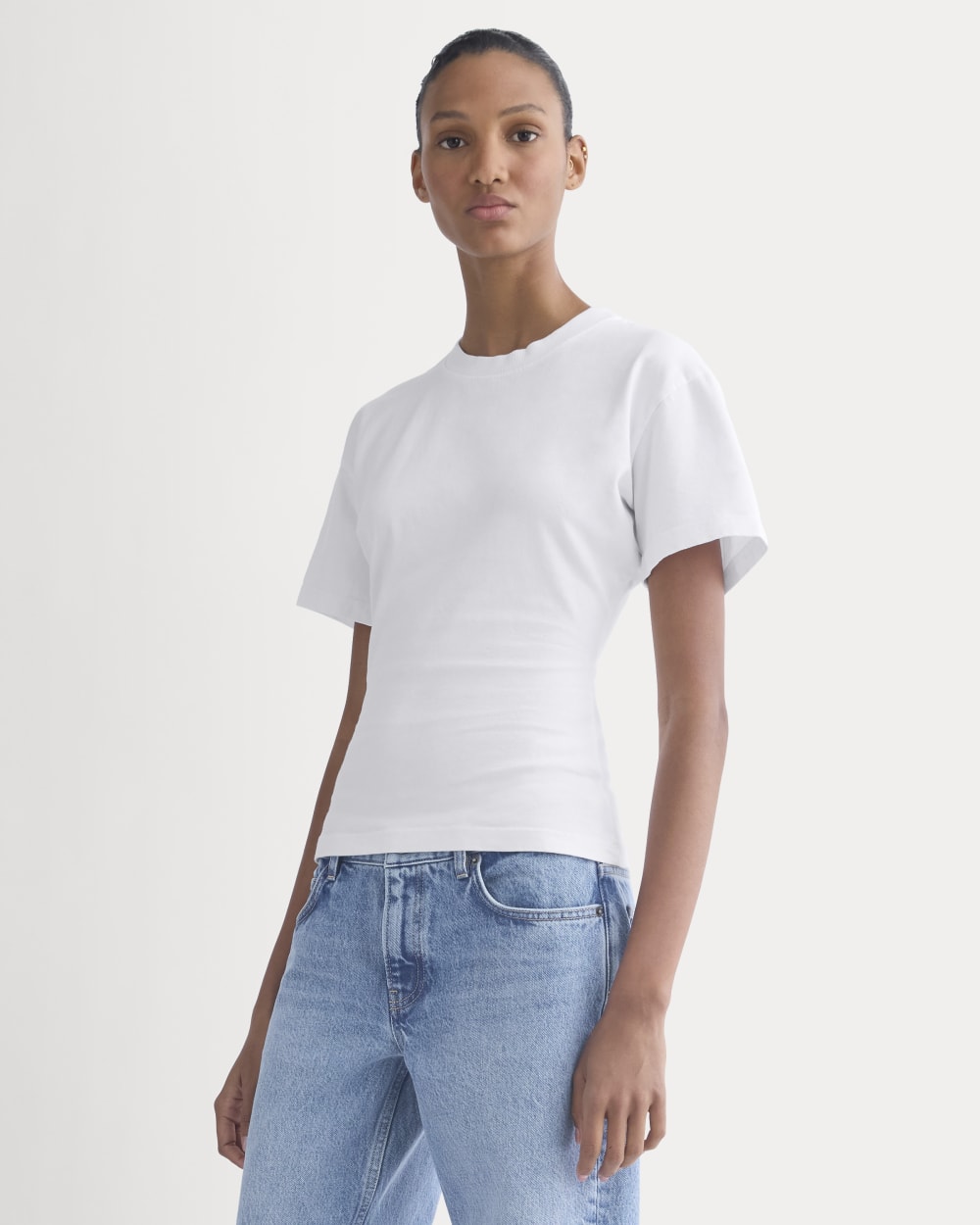 Everlane x Elena Bonvicini 73 Tee in Whitecap — detail view