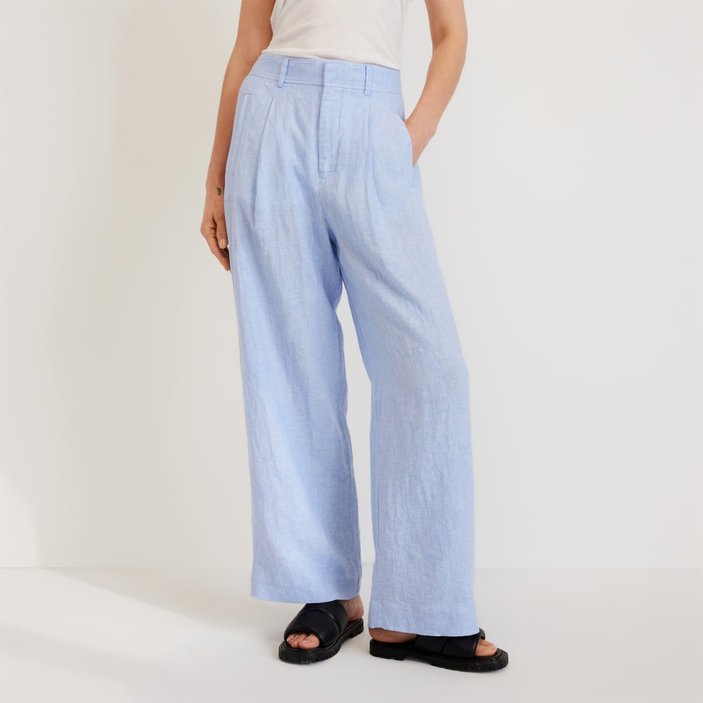The Linen Way-High® Drape Pant in Light Blue — front view