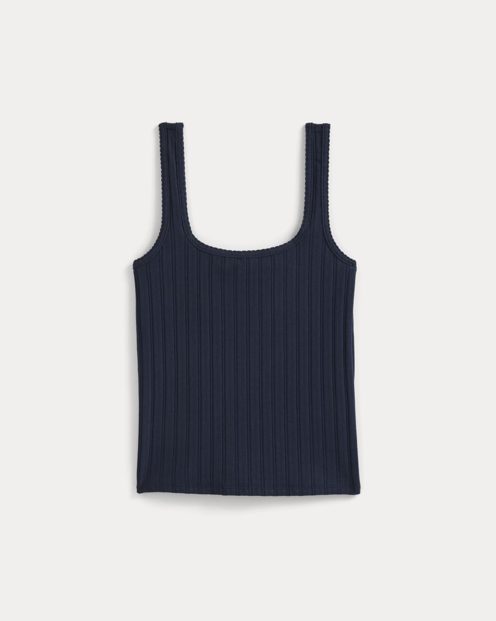 Scoop-Neck Tank in Pointelle in Deep Navy — alternate view