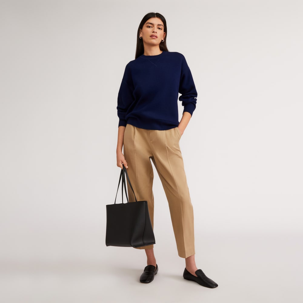 The Cotton-Merino Sweatshirt in Bright Navy — detail view
