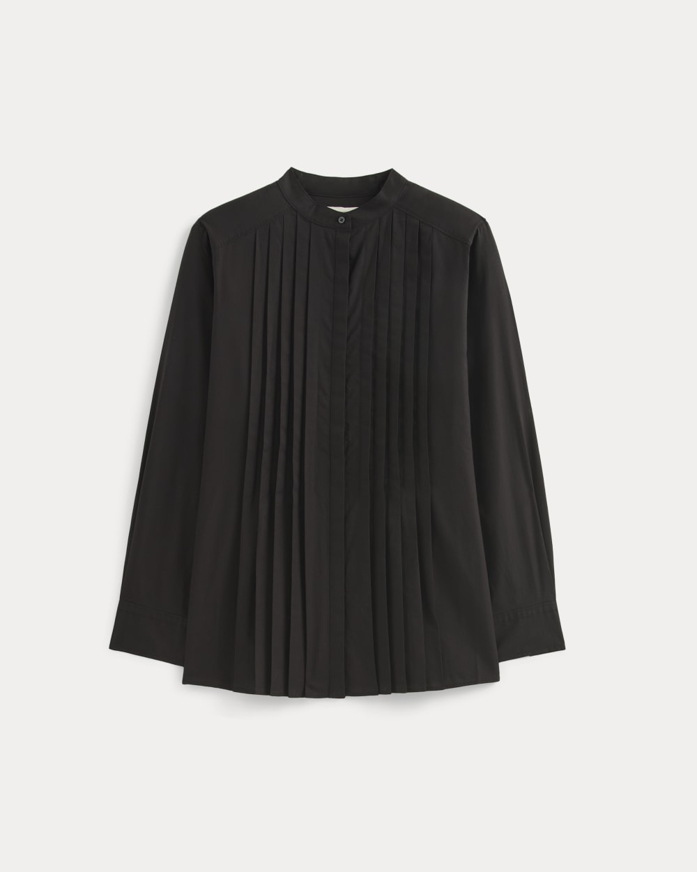 The Pleated Shirt in Silky Cotton in Black — alternate view