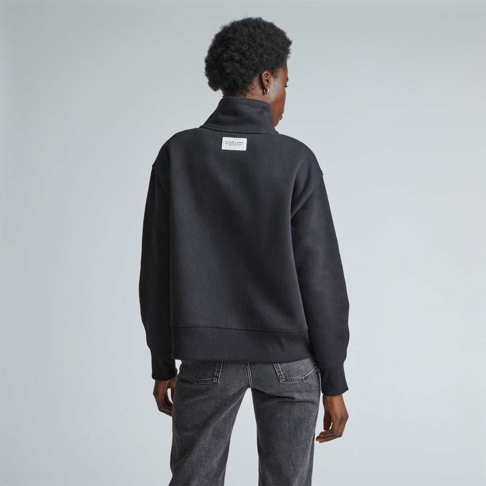 The ReTrack Half-Zip Sweatshirt in Black — detail view