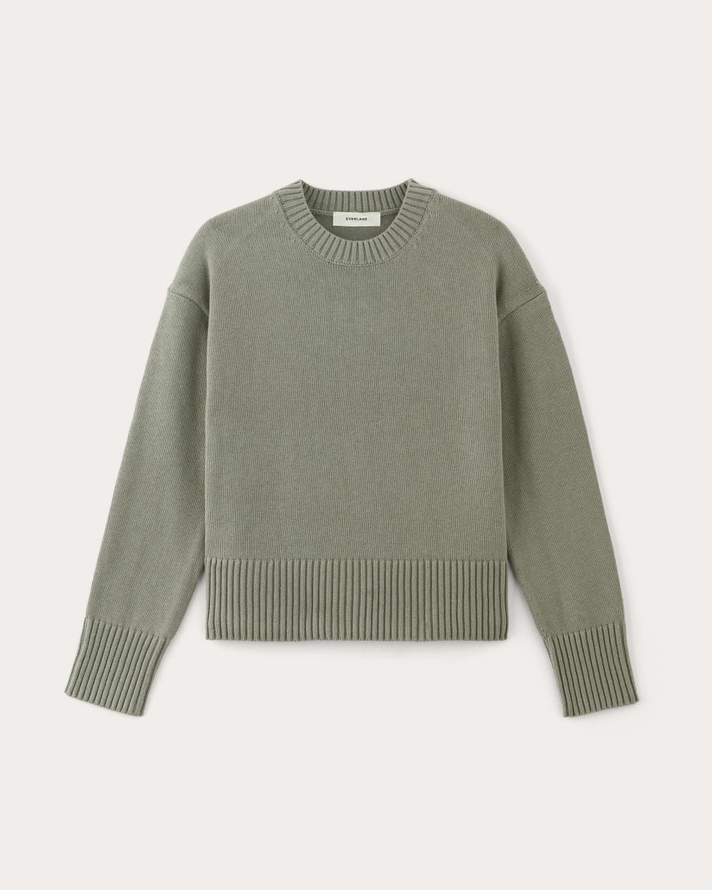 The Boxy Sweater in Everyday Cotton in Sage Green — alternate view
