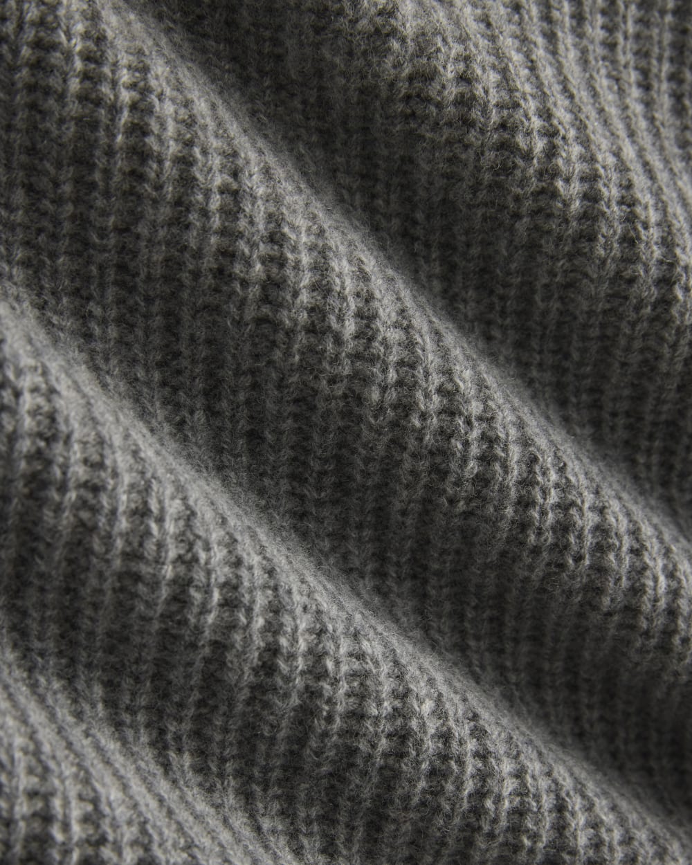 The Half-Zip Sweater in Luxe Merino in Heathered Mid-Grey — detail view