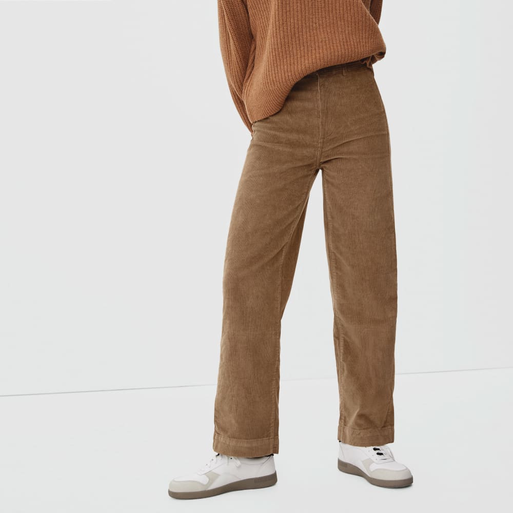 The Corduroy Wide-Leg Pant in Toasted Coconut — detail view