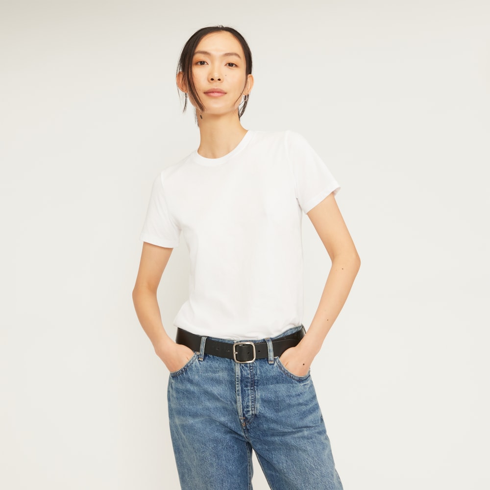 The Organic Cotton Crew Tee in White — front view