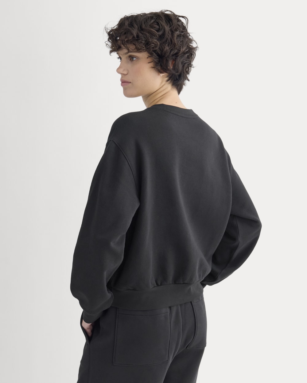 Lightweight Terry Blouson Crew in Black — detail view