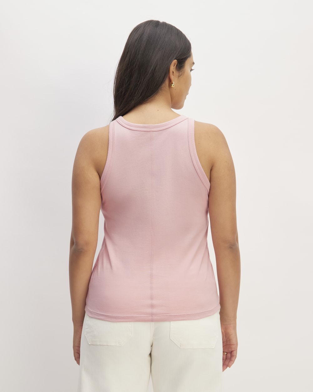 The Tank in Essential Cotton in Rose Pink — detail view