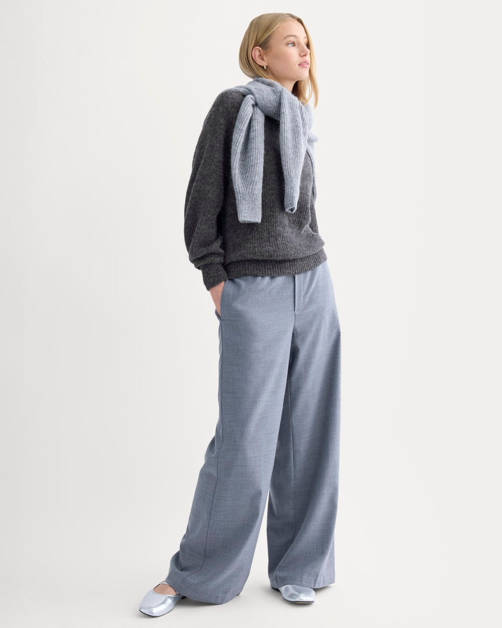 The Cocoon Crew in Alpaca in Dark Charcoal — front view