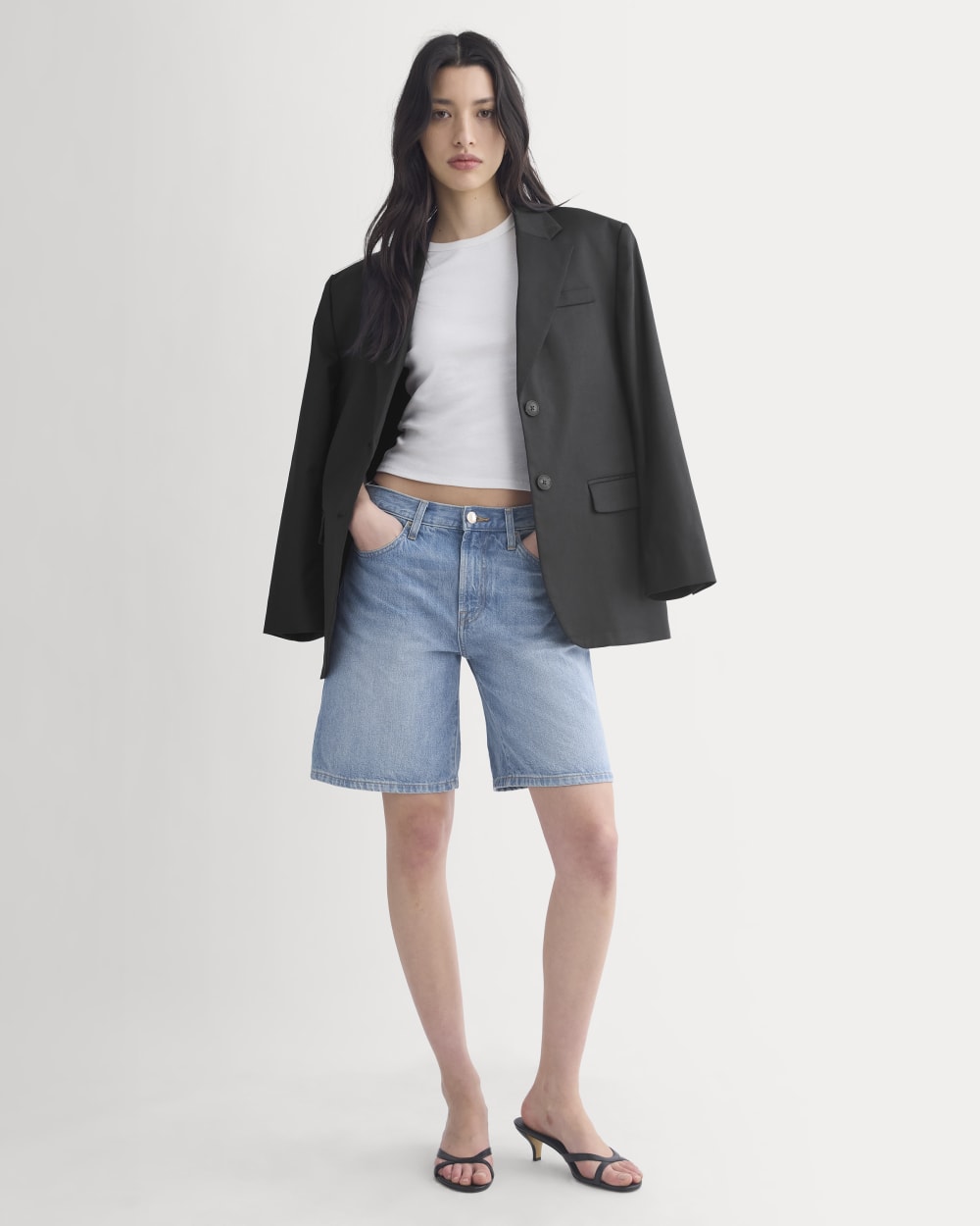 Loose Jean Short in Light Wash — front view