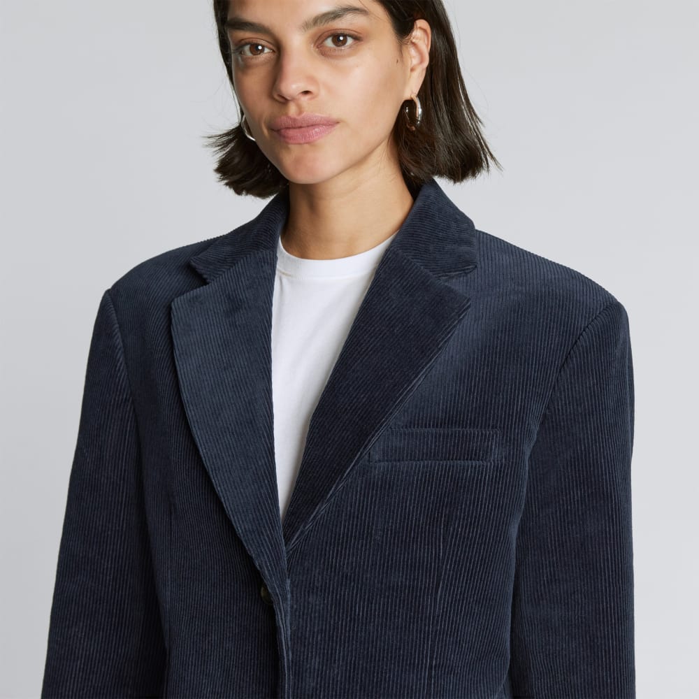 The Corduroy ’80s Blazer in Deep Navy — detail view
