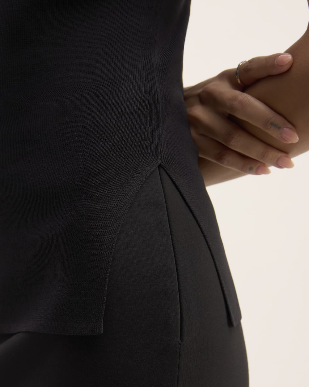 The Viscose Mock Neck Top in Black — detail view