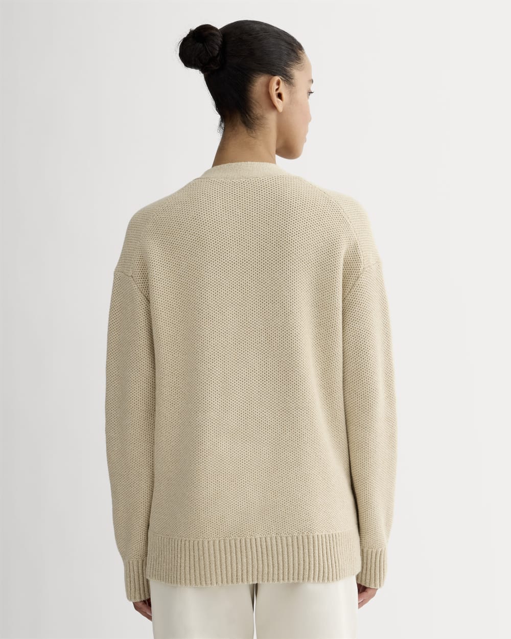 The Cotton Honeycomb Cardigan in Mojave Desert / Natural — detail view
