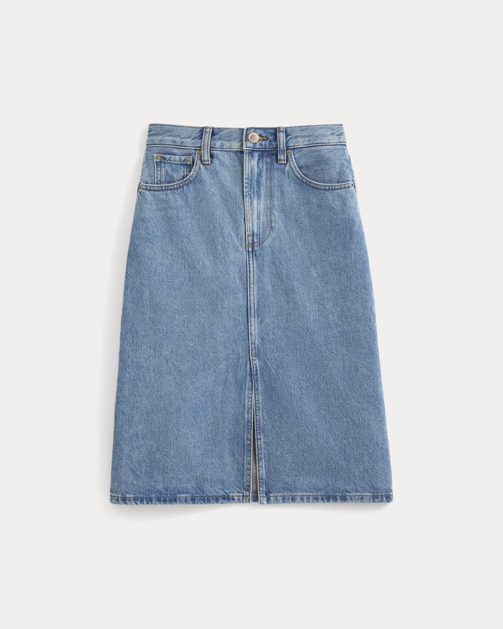 Mid-Rise Denim Midi Skirt in Vintage Mid Indigo — alternate view
