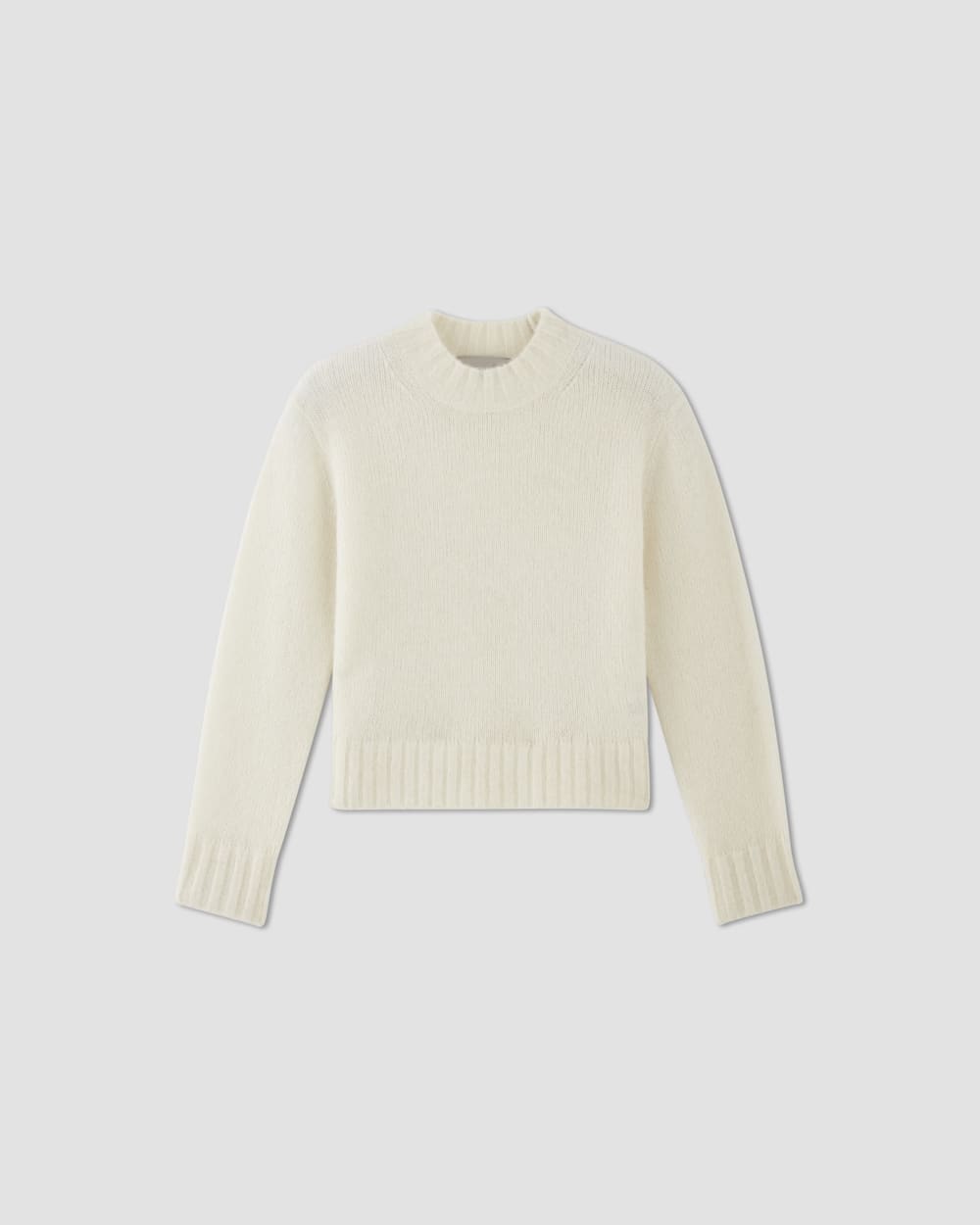 The Alpaca Cropped Crewneck Sweater in Snow — alternate view