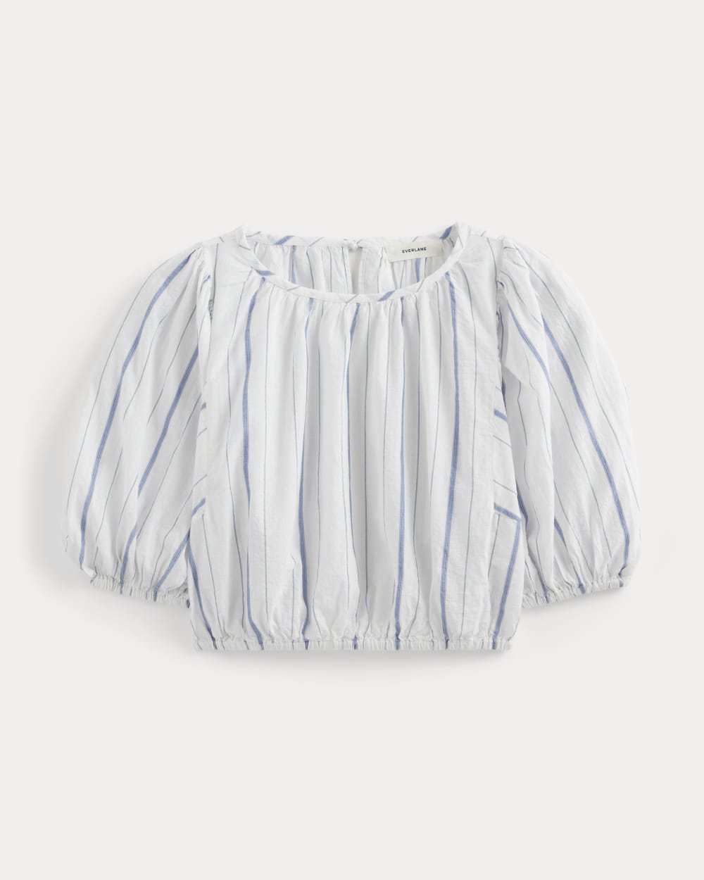 The Gauze Puff-Sleeve Top in Bone / Dutch Blue — alternate view