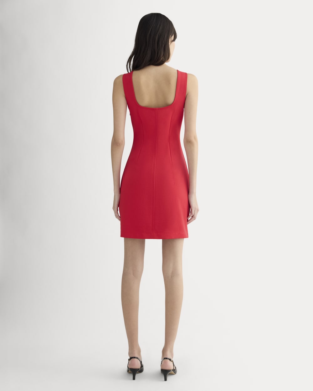 The Dream Square-Neck Dress in Classic Red — detail view