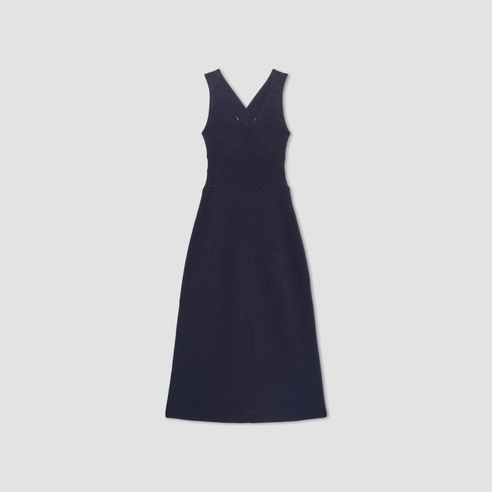 The Ribbed Cotton Cross-Back Dress in Navy — alternate view