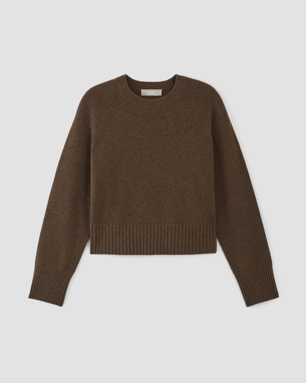 The Boxy Crew in Cashmere in Heather Cocoa — alternate view
