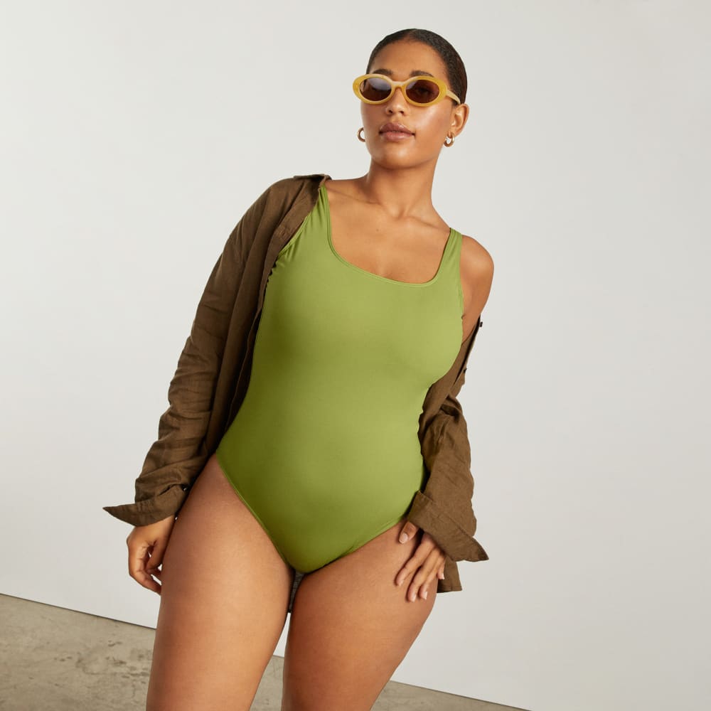 The Square-Neck One-Piece in Pepper — detail view