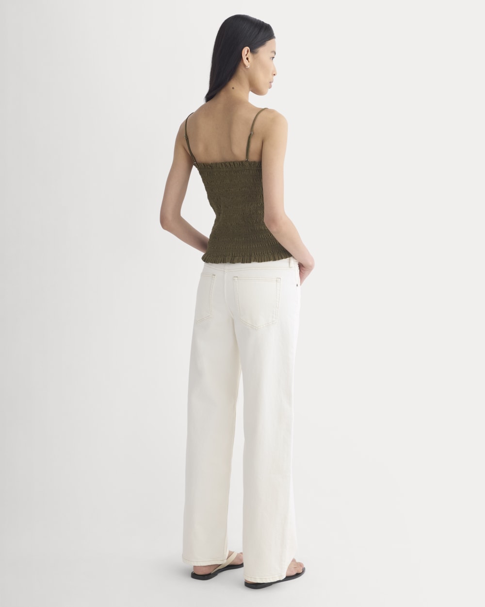 Gauze Smocked Cami in Beech — detail view