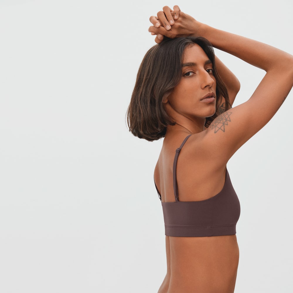 The Invisible Square-Neck Bralette in Dark Tan — detail view