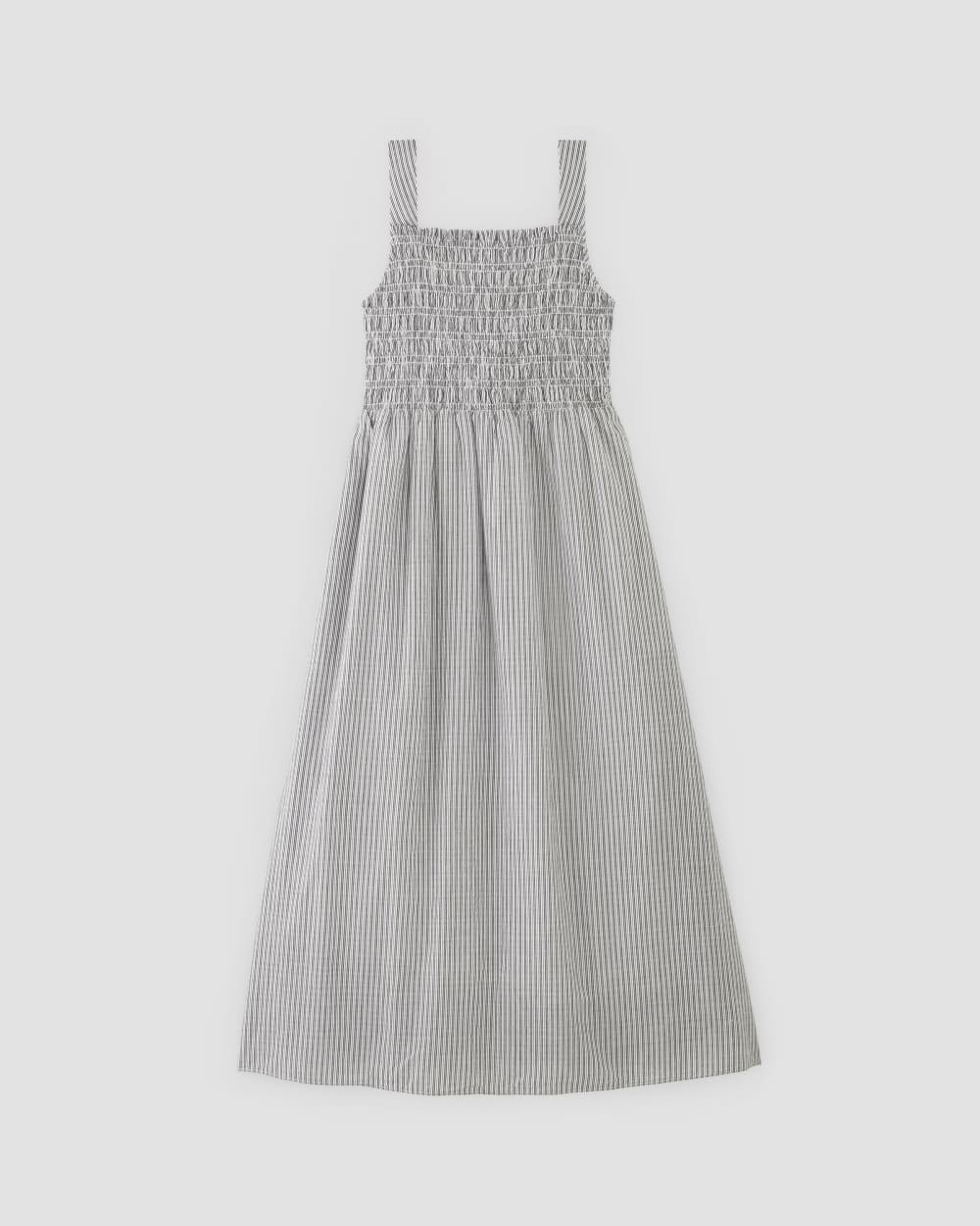 The Gauze Smock Dress in White / Black — alternate view